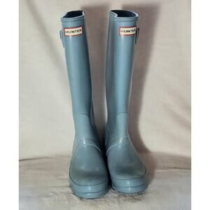 Hunter light blue tall rain boots size 6